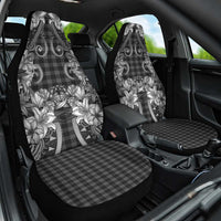 Hawaii Palaka Car Seat Cover Black Tribal Pattern With Tropical Flowers - Polynesian Pride