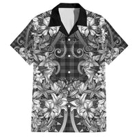 Hawaii Palaka Family Matching Puletasi and Hawaiian Shirt Black Tribal Pattern With Tropical Flowers - Polynesian Pride