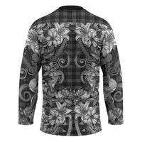 Hawaii Palaka Hockey Jersey Black Tribal Pattern With Tropical Flowers - Polynesian Pride