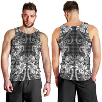 Hawaii Palaka Men Tank Top Black Tribal Pattern With Tropical Flowers - Polynesian Pride
