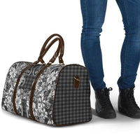 Hawaii Palaka Travel Bag Black Tribal Pattern With Tropical Flowers - Polynesian Pride