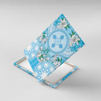 Hawaii Cyan Palaka Canvas Wall Art With Tapa Pattern Tropical Flowers - Polynesian Pride