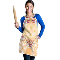 Hawaii Peach Palaka Apron With Tapa Pattern Tropical Flowers - Polynesian Pride