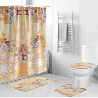 Hawaii Peach Palaka Bathroom Set With Tapa Pattern Tropical Flowers - Polynesian Pride