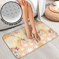 Hawaii Peach Palaka Bathroom Set With Tapa Pattern Tropical Flowers - Polynesian Pride