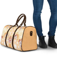 Hawaii Peach Palaka Travel Bag With Tapa Pattern Tropical Flowers - Polynesian Pride