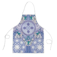 Hawaii Violet Palaka Apron With Tapa Pattern Tropical Flowers - Polynesian Pride