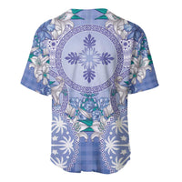 Hawaii Violet Palaka Baseball Jersey With Tapa Pattern Tropical Flowers - Polynesian Pride