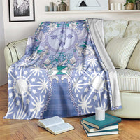 Hawaii Violet Palaka Blanket With Tapa Pattern Tropical Flowers - Polynesian Pride