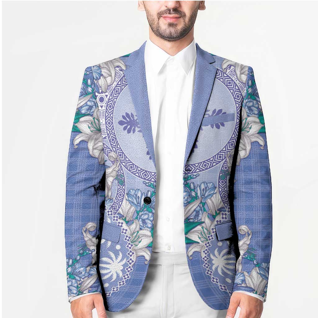 Hawaii Violet Palaka Blazer With Tapa Pattern Tropical Flowers - Polynesian Pride