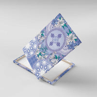 Hawaii Violet Palaka Canvas Wall Art With Tapa Pattern Tropical Flowers - Polynesian Pride