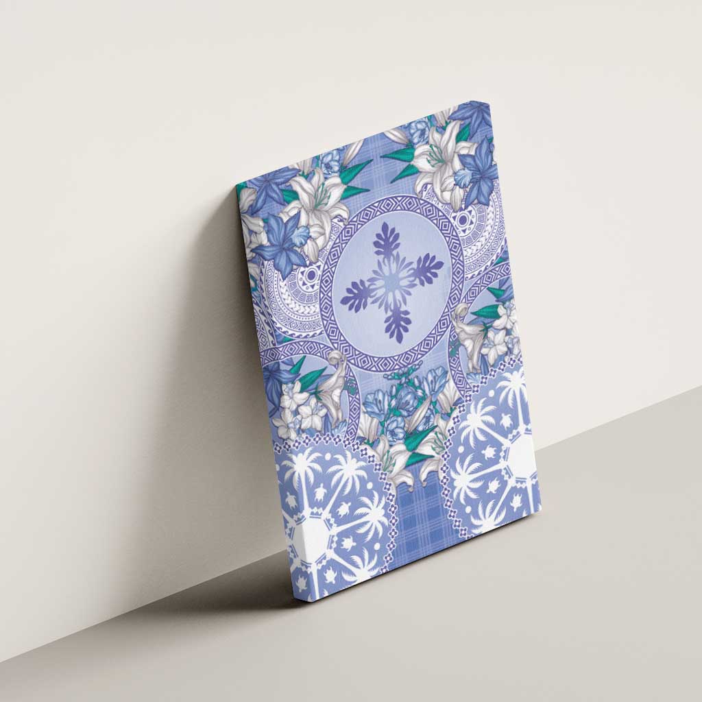 Hawaii Violet Palaka Canvas Wall Art With Tapa Pattern Tropical Flowers - Polynesian Pride