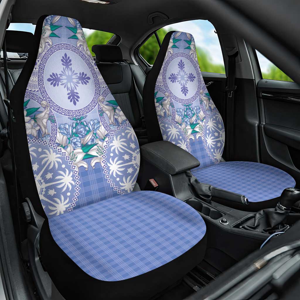 Hawaii Violet Palaka Car Seat Cover With Tapa Pattern Tropical Flowers - Polynesian Pride