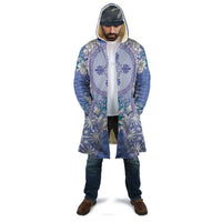 Hawaii Violet Palaka Cloak With Tapa Pattern Tropical Flowers - Polynesian Pride