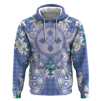 Hawaii Violet Palaka Hoodie With Tapa Pattern Tropical Flowers - Polynesian Pride