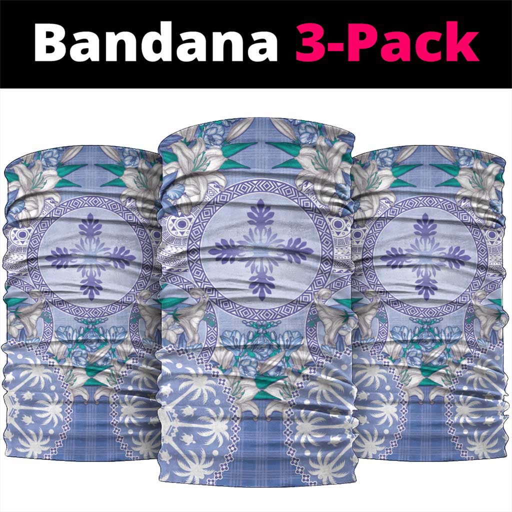 Hawaii Violet Palaka Neck Gaiter With Tapa Pattern Tropical Flowers - Polynesian Pride
