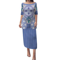 Hawaii Violet Palaka Puletasi With Tapa Pattern Tropical Flowers - Polynesian Pride