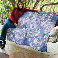 Hawaii Violet Palaka Quilt With Tapa Pattern Tropical Flowers - Polynesian Pride