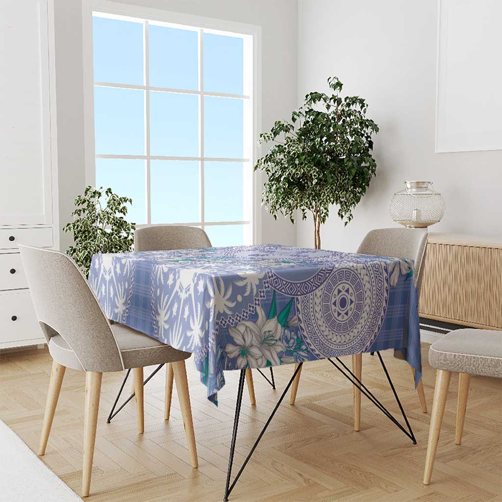 Hawaii Violet Palaka Tablecloth With Tapa Pattern Tropical Flowers - Polynesian Pride