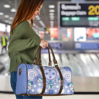 Hawaii Violet Palaka Travel Bag With Tapa Pattern Tropical Flowers - Polynesian Pride