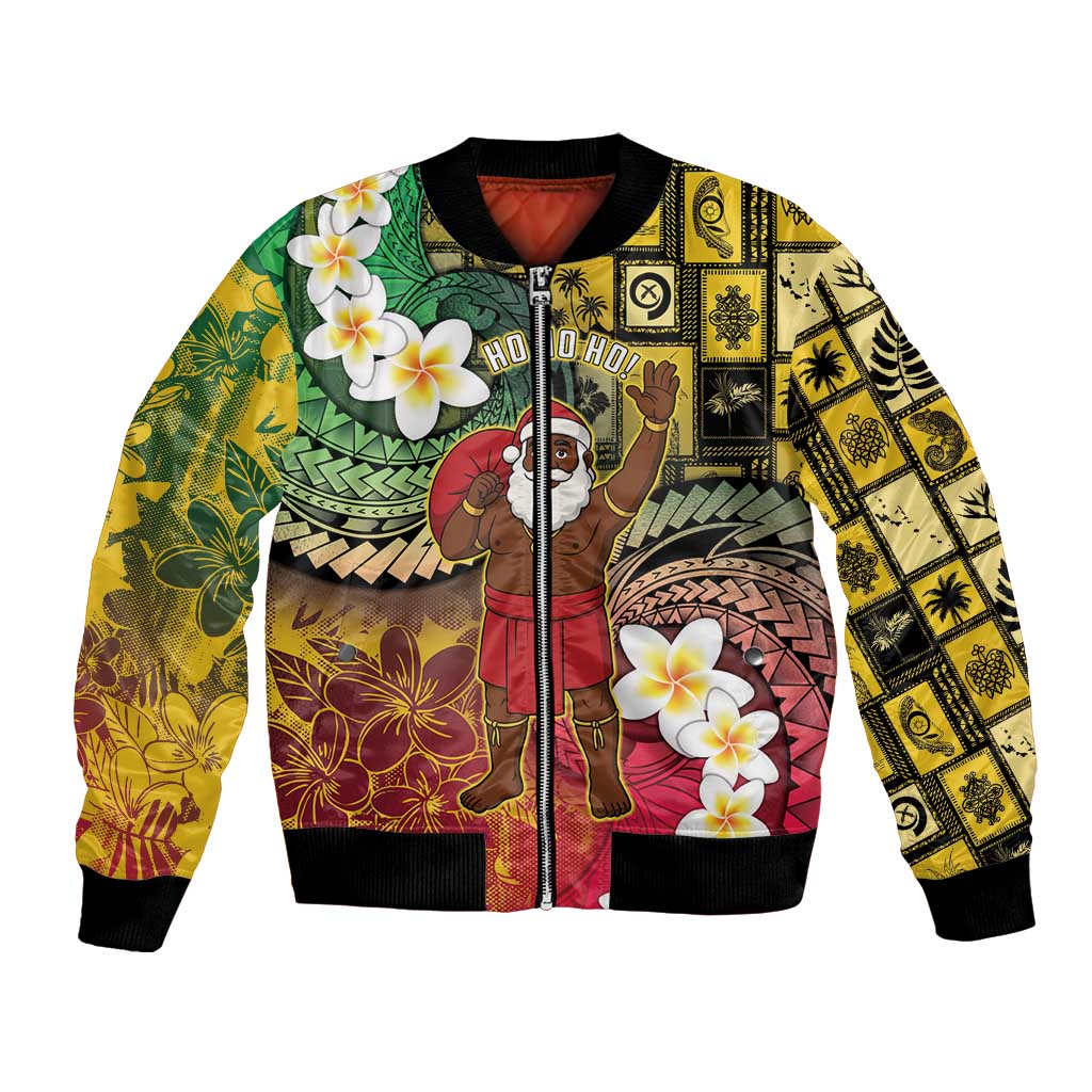 Vanuatu Christmas Bomber Jacket Ni-Van Santa Retro Style - Polynesian Pride