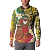 Vanuatu Christmas Button Sweatshirt Ni-Van Santa Retro Style - Polynesian Pride