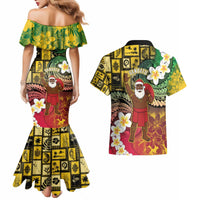 Vanuatu Christmas Couples Matching Mermaid Dress and Hawaiian Shirt Ni-Van Santa Retro Style - Polynesian Pride