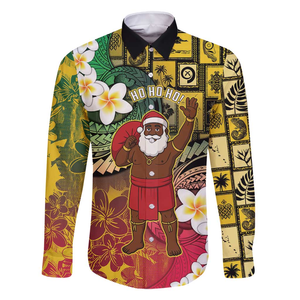 Vanuatu Christmas Family Matching Long Sleeve Bodycon Dress and Hawaiian Shirt Ni-Van Santa Retro Style - Polynesian Pride