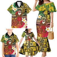 Vanuatu Christmas Family Matching Mermaid Dress and Hawaiian Shirt Ni-Van Santa Retro Style - Polynesian Pride