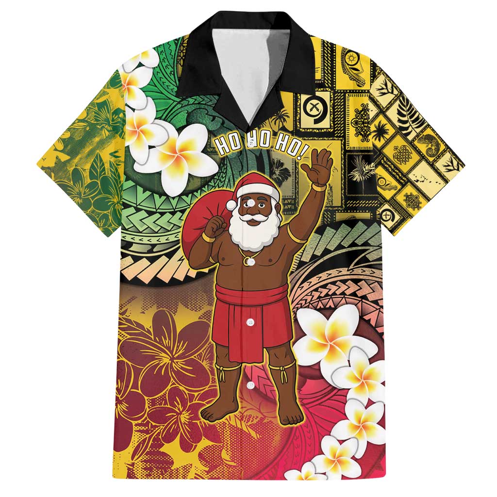 Vanuatu Christmas Family Matching Off Shoulder Maxi Dress and Hawaiian Shirt Ni-Van Santa Retro Style - Polynesian Pride