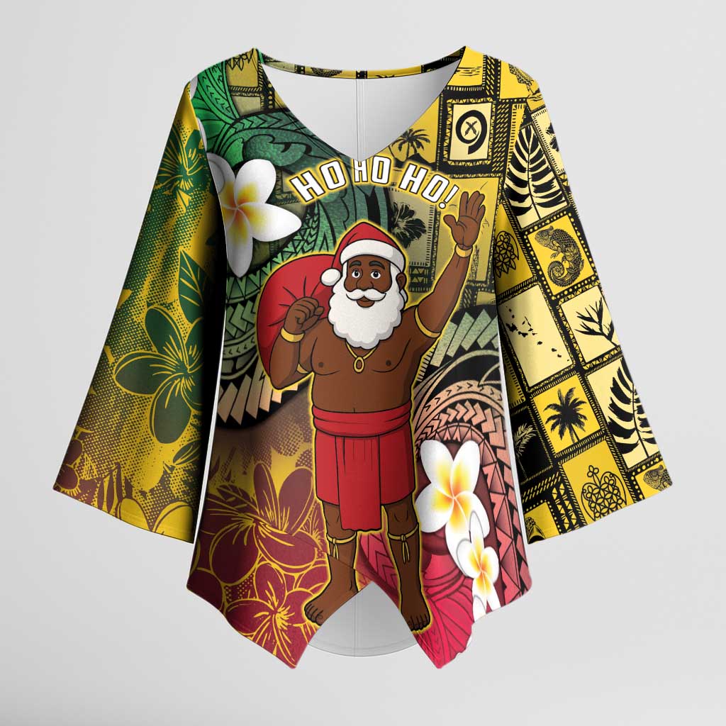 Vanuatu Christmas Kimono Sleeve Blouse Ni-Van Santa Retro Style - Polynesian Pride