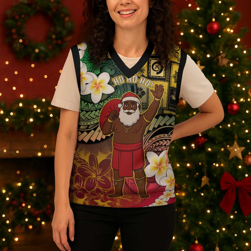 Vanuatu Christmas Knitted V-Neck Vest Ni-Van Santa Retro Style - Polynesian Pride