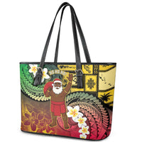 Vanuatu Christmas Leather Tote Bag Ni-Van Santa Retro Style - Polynesian Pride