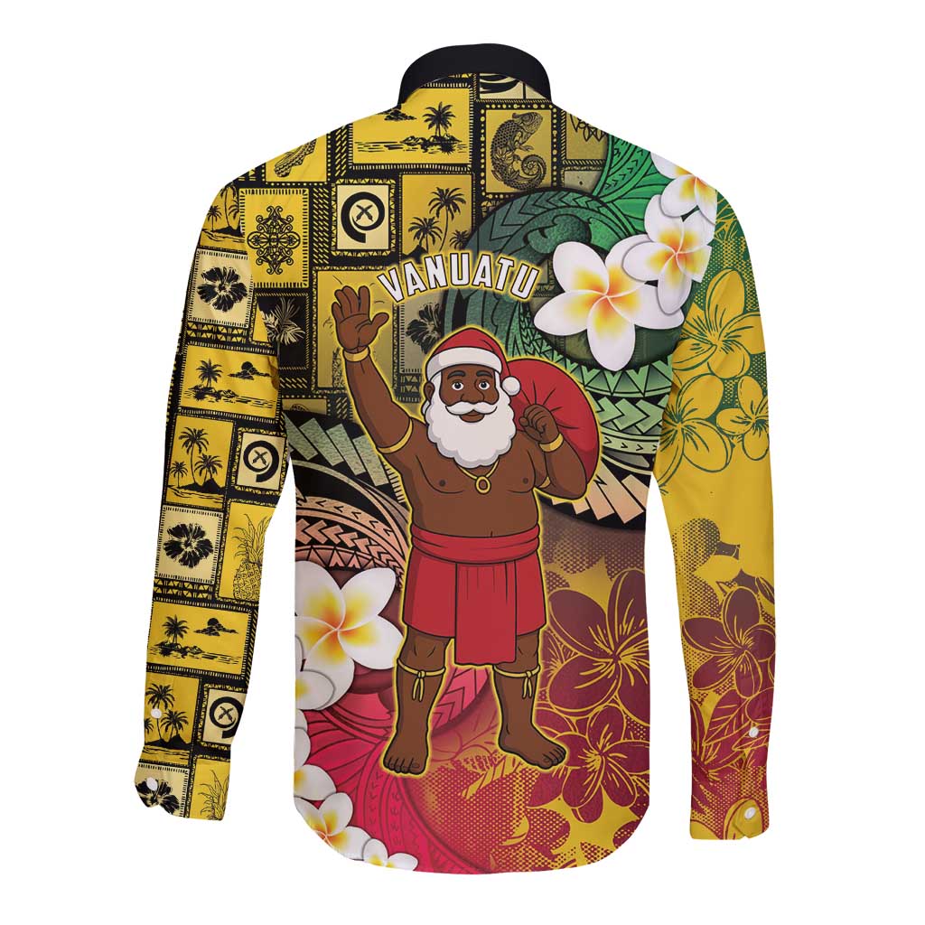 Vanuatu Christmas Long Sleeve Button Shirt Ni-Van Santa Retro Style - Polynesian Pride