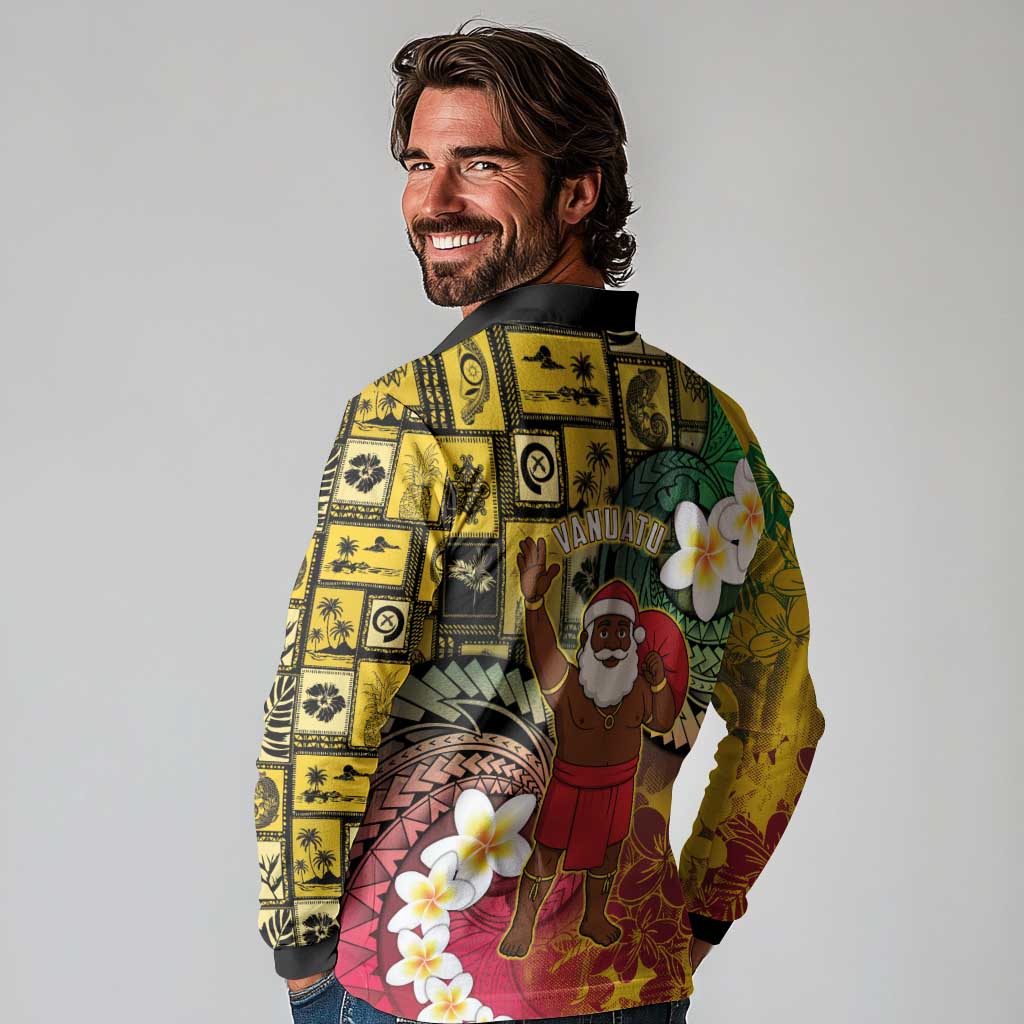 Vanuatu Christmas Long Sleeve Polo Shirt Ni-Van Santa Retro Style - Polynesian Pride