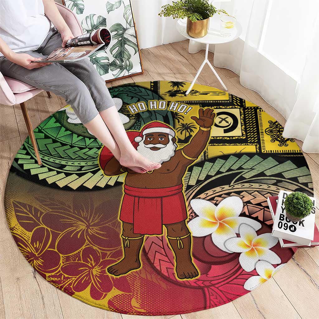 Vanuatu Christmas Round Carpet Ni-Van Santa Retro Style - Polynesian Pride