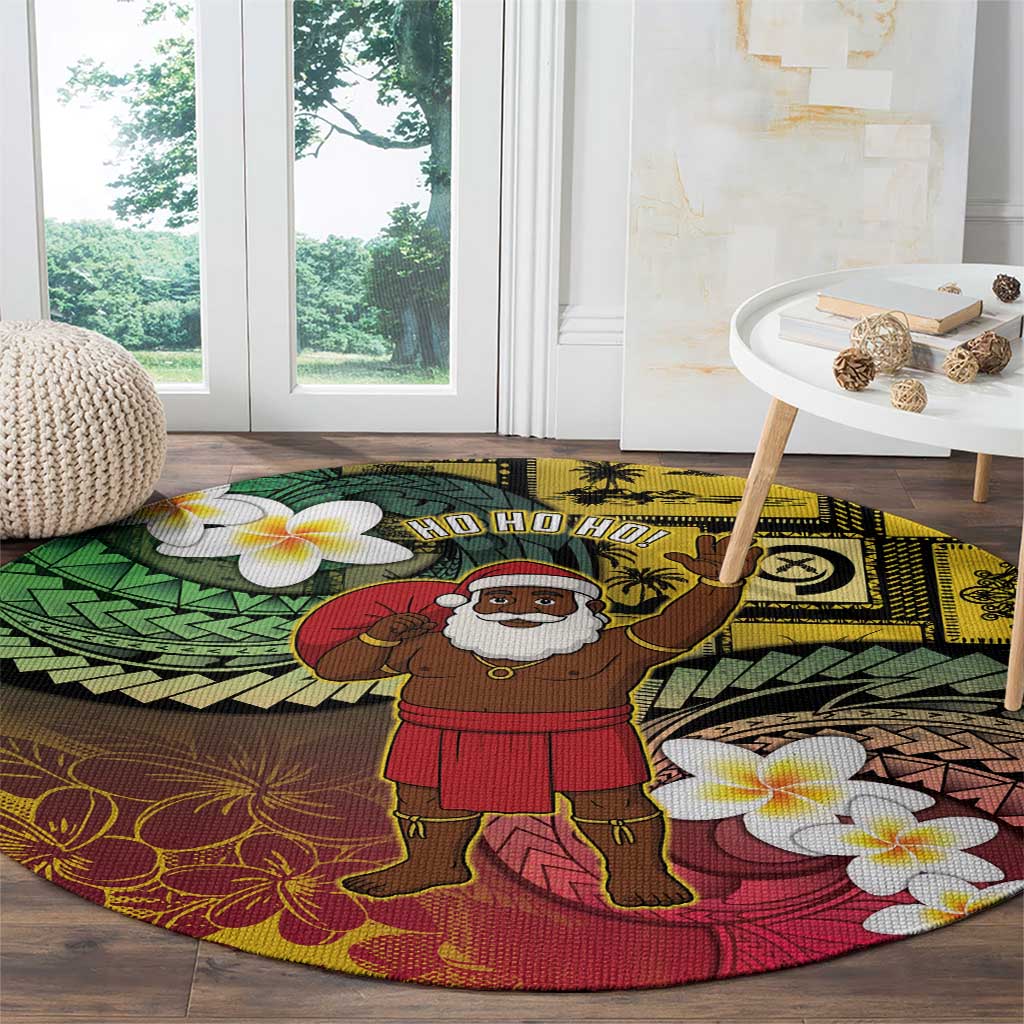 Vanuatu Christmas Round Carpet Ni-Van Santa Retro Style - Polynesian Pride