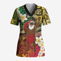 Vanuatu Christmas Scrub Top Ni-Van Santa Retro Style - Polynesian Pride