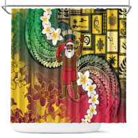 Vanuatu Christmas Shower Curtain Ni-Van Santa Retro Style - Polynesian Pride