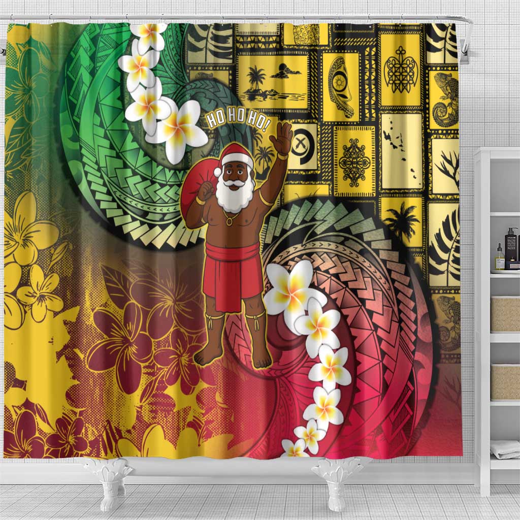 Vanuatu Christmas Shower Curtain Ni-Van Santa Retro Style - Polynesian Pride