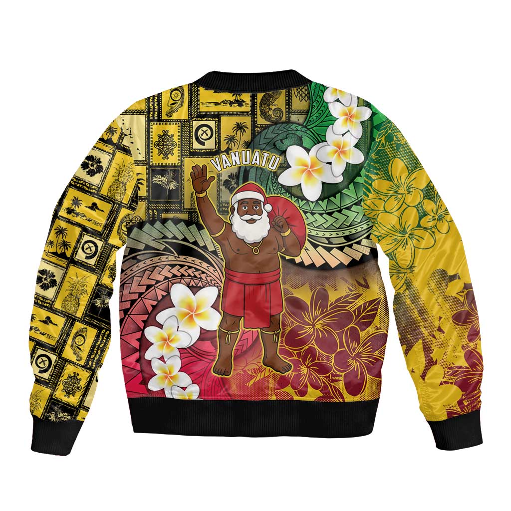 Vanuatu Christmas Sleeve Zip Bomber Jacket Ni-Van Santa Retro Style - Polynesian Pride