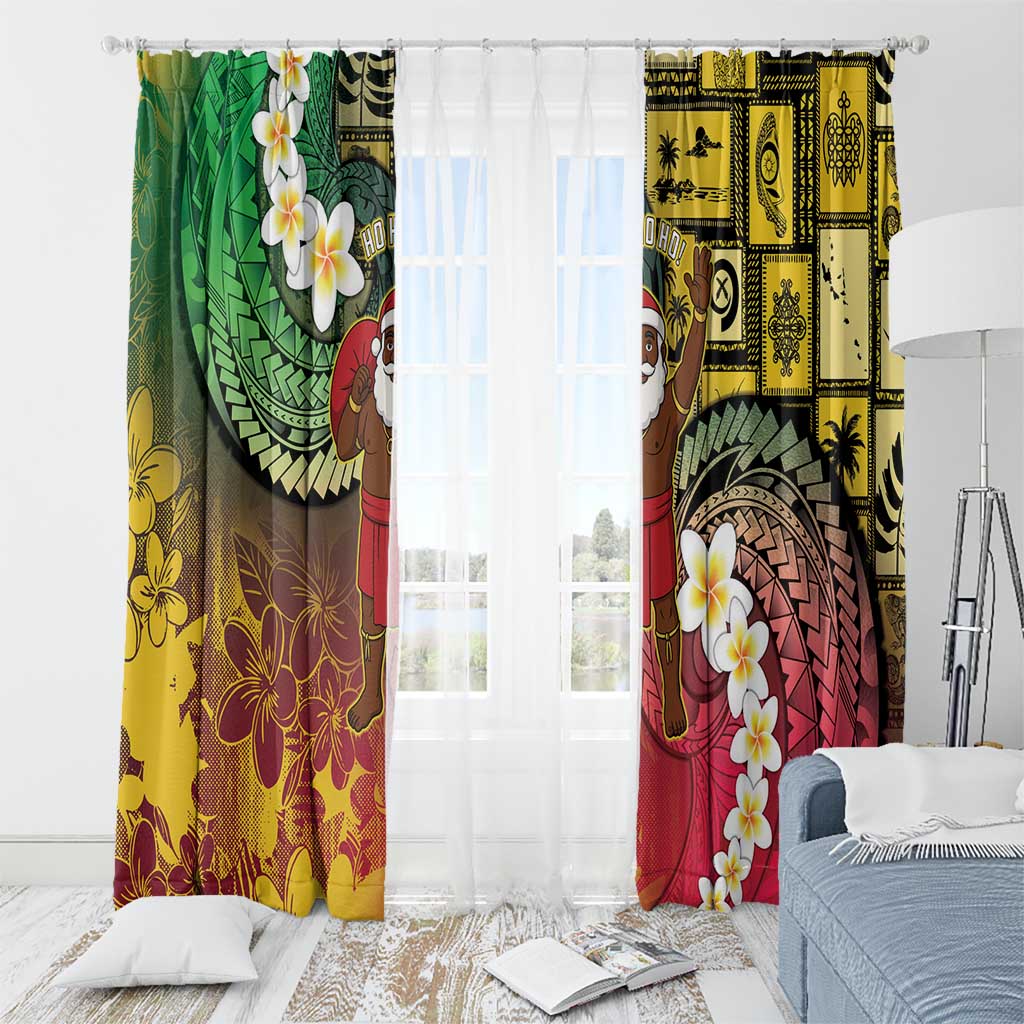 Vanuatu Christmas Window Curtain Ni-Van Santa Retro Style - Polynesian Pride
