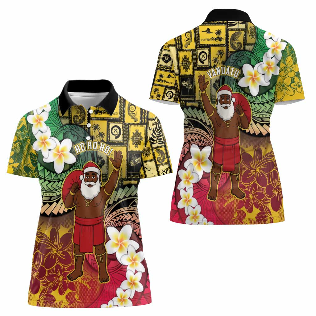 Vanuatu Christmas Women Polo Shirt Ni-Van Santa Retro Style - Polynesian Pride