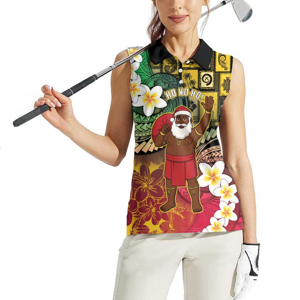 Vanuatu Christmas Women Sleeveless Polo Shirt Ni-Van Santa Retro Style - Polynesian Pride