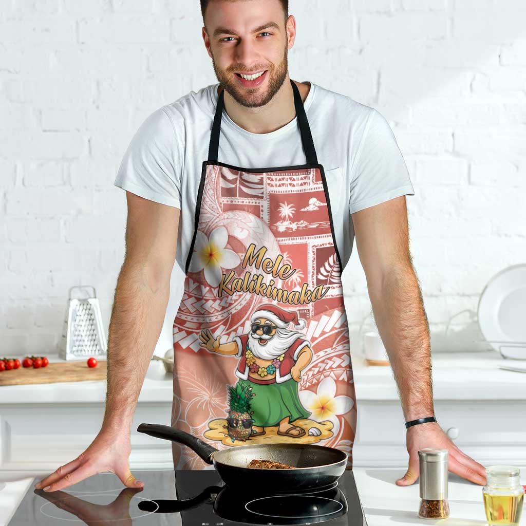 Hawaii Mele Kalikimaka Apron Hula Santa Retro Style Red - Polynesian Pride