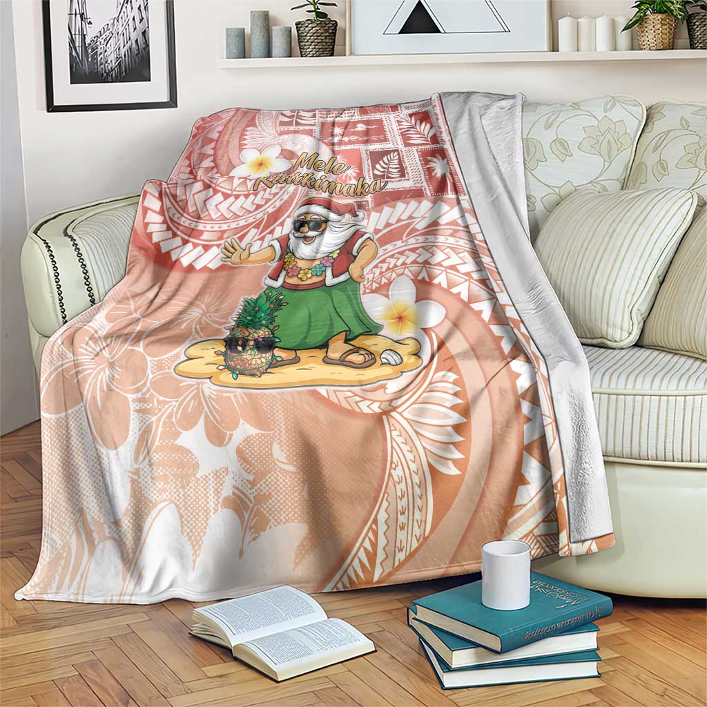 Hawaii Mele Kalikimaka Blanket Hula Santa Retro Style Red - Polynesian Pride