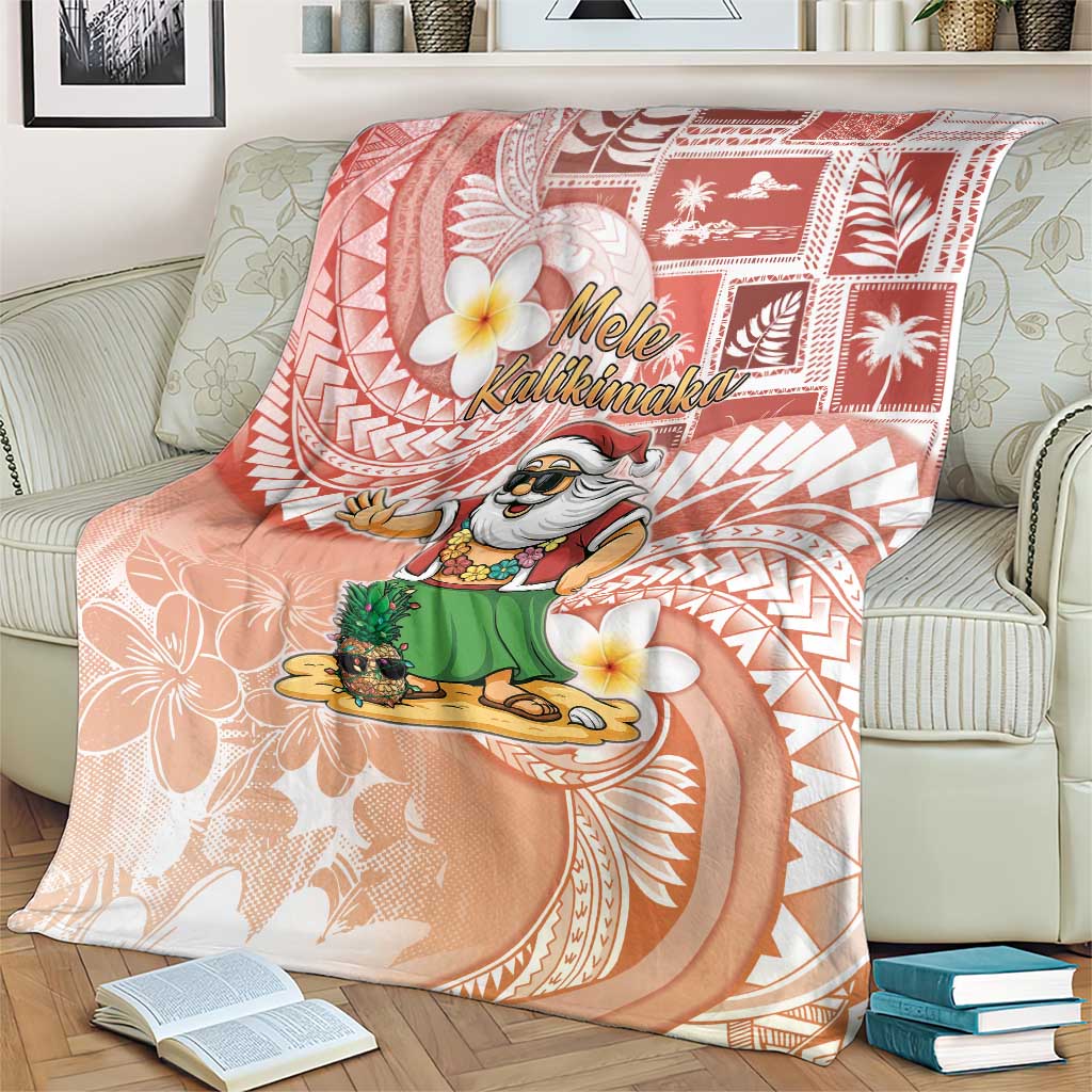 Hawaii Mele Kalikimaka Blanket Hula Santa Retro Style Red - Polynesian Pride