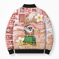 Hawaii Mele Kalikimaka Bomber Puffer Jacket Hula Santa Retro Style Red - Polynesian Pride