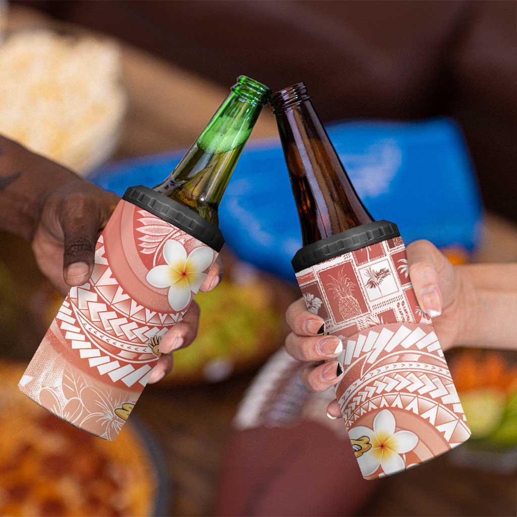 Hawaii Mele Kalikimaka 4 in 1 Can Cooler Tumbler Hula Santa Retro Style Red - Polynesian Pride