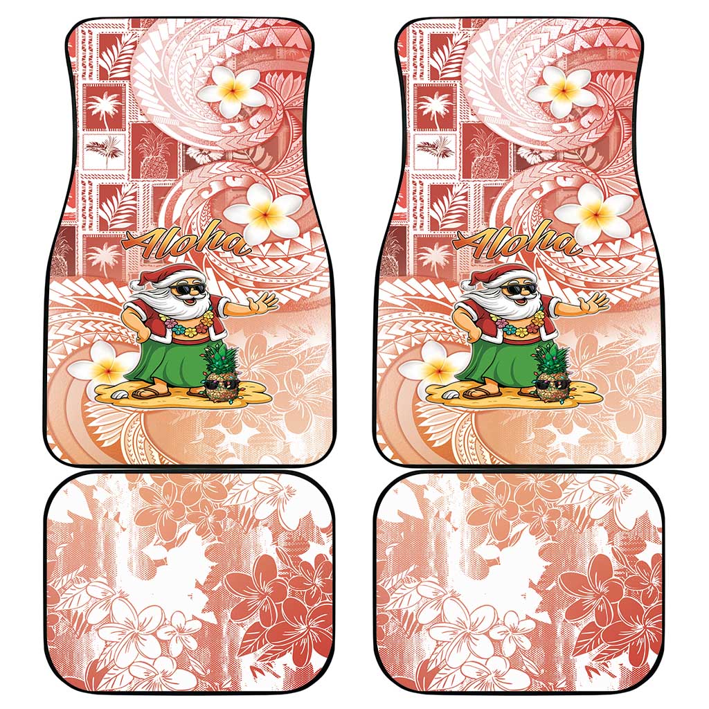 Hawaii Mele Kalikimaka Car Mats Hula Santa Retro Style Red - Polynesian Pride